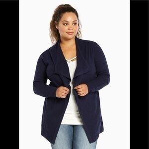 Torrid plus size navy knit drape front cardigan